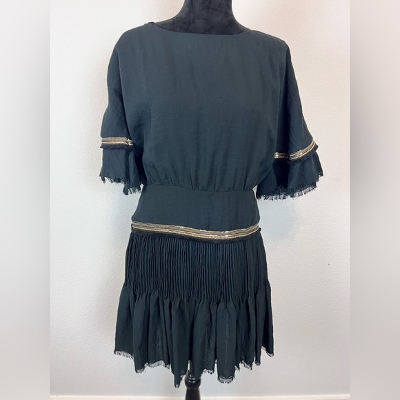 NWT Stevie May The Card Players Mini Dress in Black & Gold Size Large - Picture 1 of 11